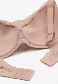 Renee - Ciemnoróżowy Biustonosz Full Cup z Regulowanymi Ramiączkami i Koronką Martinna. Kolor: różowy. Materiał: koronka. Wzór: koronka