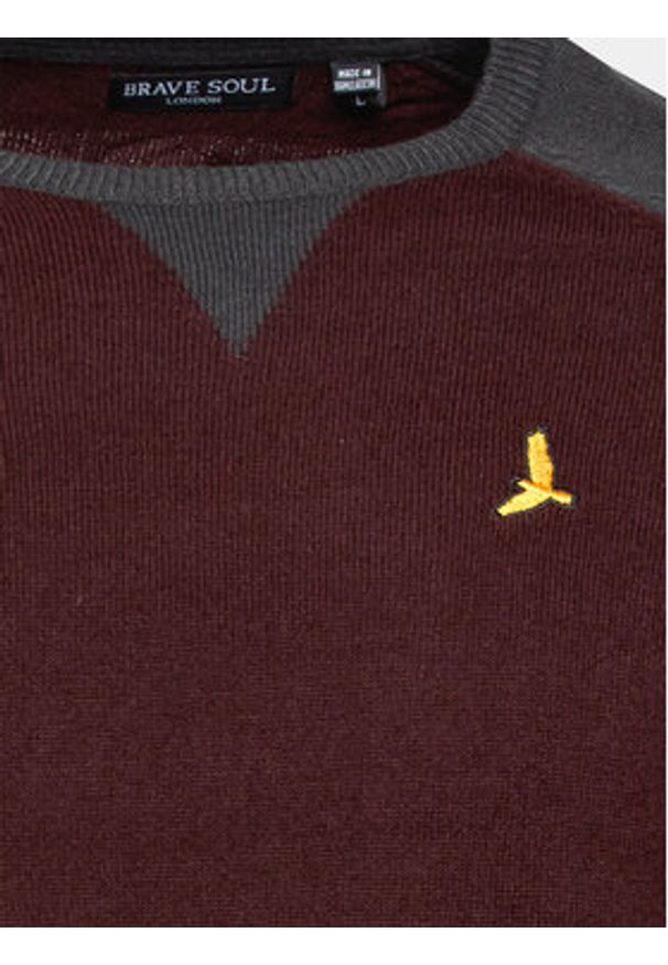 Brave Soul Sweter MK-230HIGGS Bordowy Regular Fit. Kolor: czerwony. Materiał: wiskoza