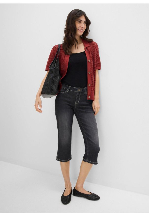 bonprix - Komfortowe jeansy rybaczki (2 szt.). Okazja: na co dzień. Kolor: szary. Styl: casual