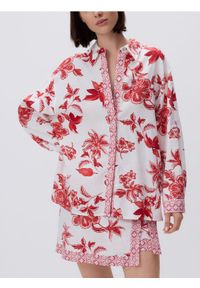 Reserved - Wzorzysta koszula - czerwony. Kolor: czerwony. Materiał: len, wiskoza, tkanina #1