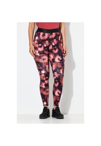 ULLA POPKEN - Damskie Legginsy sportowe w panterkę szybkoschnące elastyczny pas. Kolekcja: plus size. Kolor: czerwony. Materiał: materiał, elastan, poliamid. Wzór: motyw zwierzęcy #1