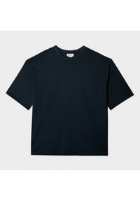 outhorn - T-shirt o kroju boxy gładki męski - granatowy. Kolor: niebieski. Materiał: dzianina, materiał, bawełna. Wzór: gładki #7