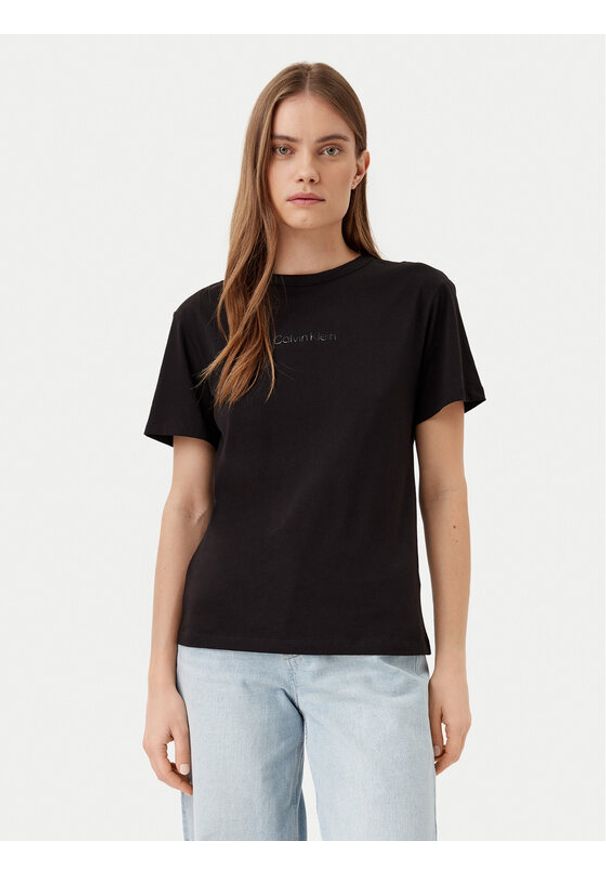 Calvin Klein T-Shirt K20K208294 Czarny Regular Fit. Kolor: czarny. Materiał: bawełna