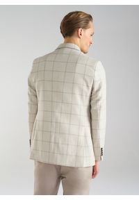 Pako Lorente - PAKO LORENTE – Beżowa marynarka męska w kratę Windowpane. Kolor: beżowy. Materiał: tkanina. Wzór: kratka. Styl: elegancki