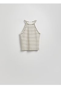 Reserved - Top z dekoltem halter - wielobarwny. Typ kołnierza: dekolt halter. Materiał: bawełna, dzianina
