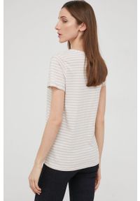 Answear Lab t-shirt bawełniany damska kolor beżowy. Okazja: na co dzień. Kolor: beżowy. Materiał: bawełna. Długość rękawa: krótki rękaw. Długość: krótkie. Styl: wakacyjny #6