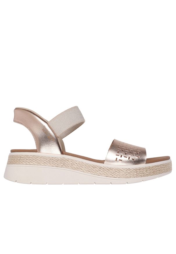 skechers - Damskie sandały na koturnie Skechers Bobs Sun Ray. Kolor: różowy. Sezon: lato. Obcas: na koturnie