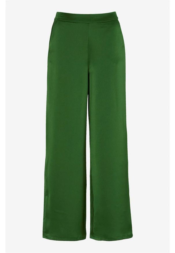 Object - Spodnie satynowe Sateen. Stan: podwyższony. Kolor: zielony. Materiał: satyna. Styl: elegancki