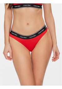 Calvin Klein Swimwear Dół od bikini KW0KW02428 Czerwony. Kolor: czerwony. Materiał: syntetyk