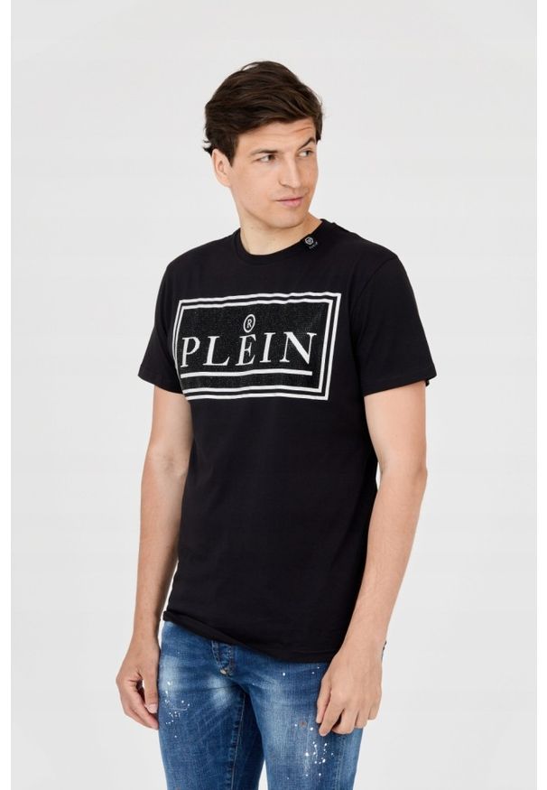 Philipp Plein - PHILIPP PLEIN T-shirt męski z dużym logo, Rozmiar M. Kolor: czarny