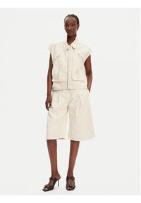 Pinko - PINKO Bermudy Pascal 105245 A2M8 Beżowy Relaxed Fit. Kolor: beżowy. Materiał: bawełna #3