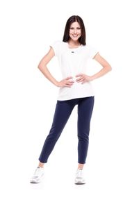LEONE 1947 APPAREL - Podstawowy damski t-shirt z krótkim rękawem i okrągłym dekoltem. Kolor: biały. Materiał: tkanina. Długość rękawa: krótki rękaw. Długość: krótkie. Sport: fitness