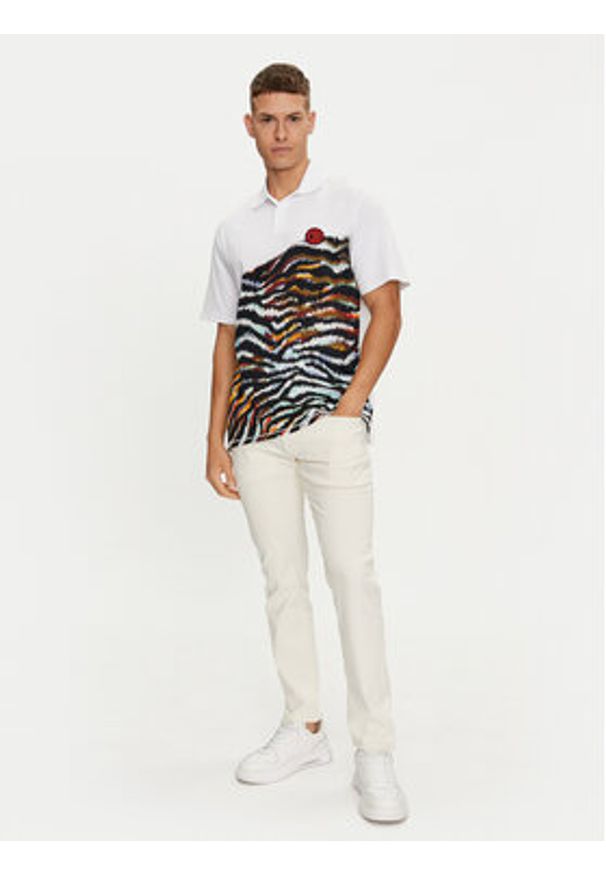 Just Cavalli Polo 76OAG6R1 Biały Regular Fit. Typ kołnierza: polo. Kolor: biały. Materiał: bawełna