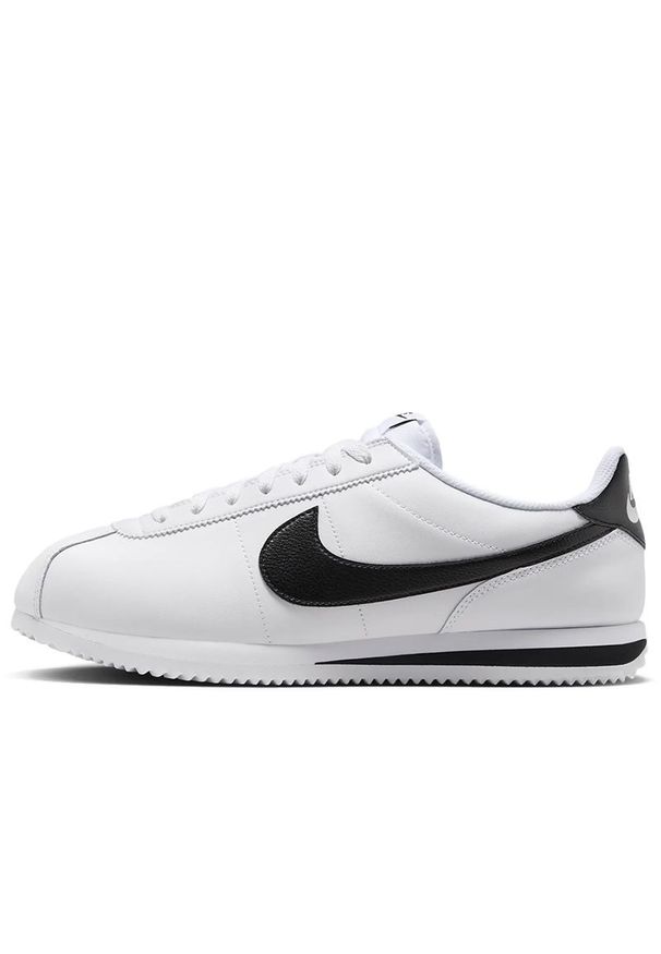 Buty Nike Cortez Leather DM4044-105 - białe. Kolor: biały. Materiał: guma, materiał, skóra. Szerokość cholewki: normalna. Wzór: jodełka. Model: Nike Cortez