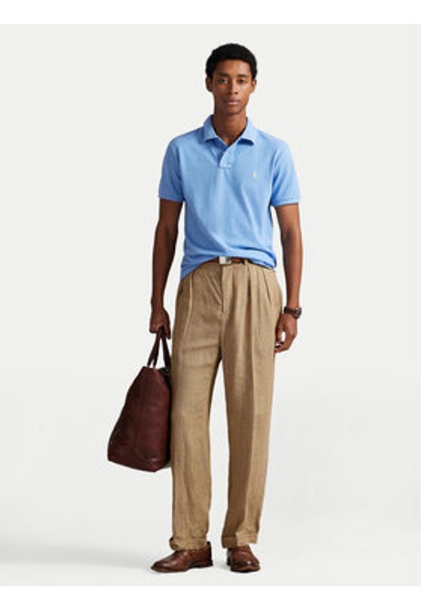 Polo Ralph Lauren Polo 710680784461 Błękitny Custom Slim Fit. Typ kołnierza: polo. Kolor: niebieski. Materiał: bawełna