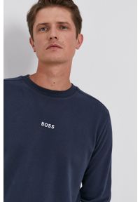 BOSS - Boss Bluza 50462828 męska kolor granatowy gładka. Okazja: na co dzień. Kolor: niebieski. Materiał: dzianina. Wzór: gładki. Styl: casual #5