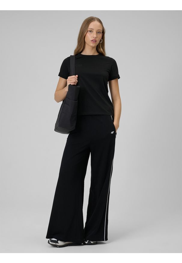 4f - 4F T-shirt regular z nadrukiem damski - czarny XXL. Okazja: na co dzień. Kolor: czarny. Materiał: dzianina, bawełna, materiał. Wzór: nadruk. Styl: klasyczny, casual