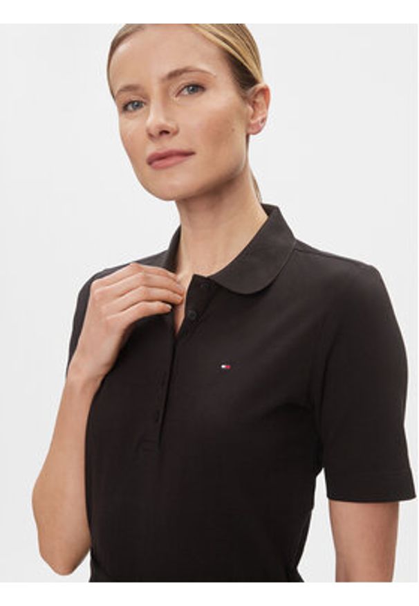 TOMMY HILFIGER - Tommy Hilfiger Sukienka codzienna Reg Breton Midi Polo Dress Ss WW0WW42030 Czarny Regular Fit. Okazja: na co dzień. Typ kołnierza: polo. Kolor: czarny. Materiał: bawełna. Typ sukienki: proste. Styl: casual. Długość: midi