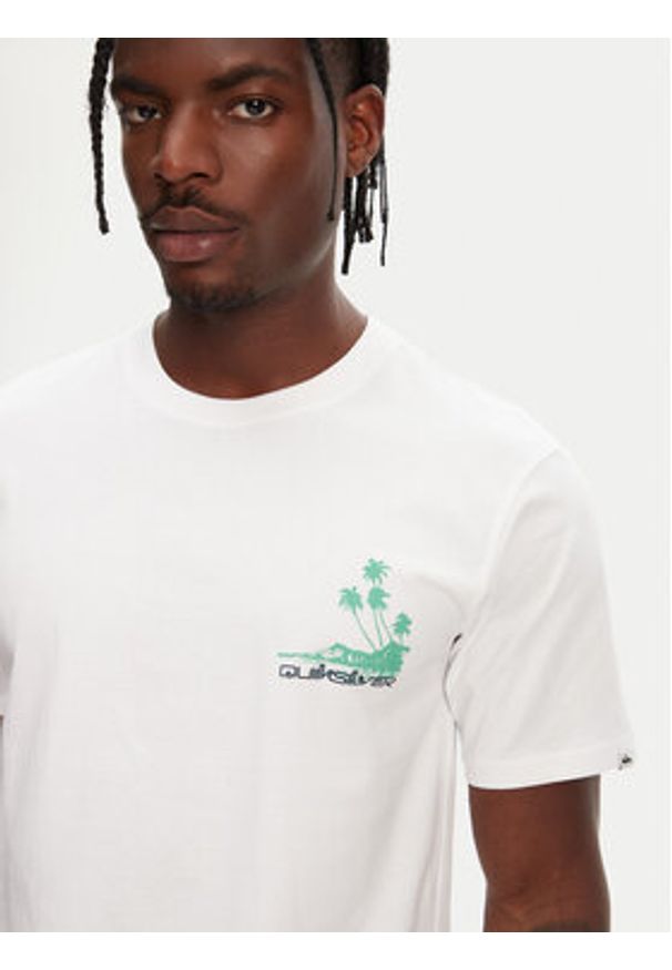Quiksilver T-Shirt Palm Lines Ss EQYZT08057 Biały Regular Fit. Kolor: biały. Materiał: bawełna