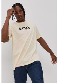 Levi's® - Levi's - T-shirt. Okazja: na spotkanie biznesowe. Kolor: żółty. Materiał: bawełna, dzianina. Styl: biznesowy