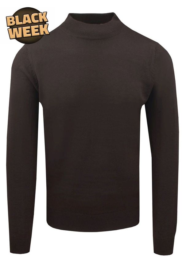 Klasyczny, Bawełniany Półgolf Męski - Brave Soul - Czekoladowy. Kolor: brązowy, beżowy, wielokolorowy. Materiał: bawełna. Sezon: zima, jesień. Styl: klasyczny