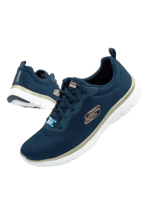 skechers - Buty sportowe damskie Skechers Flex Appeal 4.0 Brillant View. Zapięcie: sznurówki. Kolor: niebieski. Materiał: tkanina, materiał. Szerokość cholewki: normalna. Sport: turystyka piesza