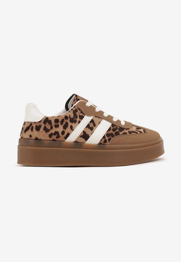 Born2be - Panterkowe Sneakersy w Stylu Tenisówek z Paskami Nilomira. Okazja: na co dzień. Zapięcie: pasek. Materiał: jeans