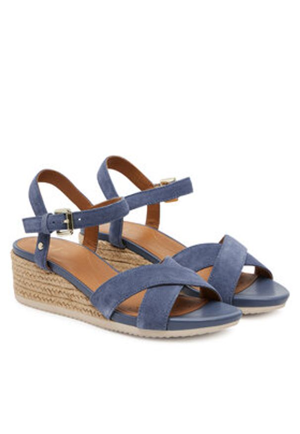 Geox Espadryle D Ischia Corda D55HHB 00020 C4005 Granatowy. Kolor: niebieski. Materiał: skóra, zamsz