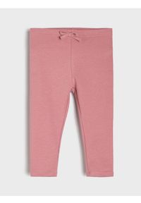 Sinsay - Bawełniane legginsy z wiązaniem - różowy. Kolor: różowy. Materiał: bawełna