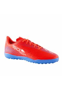 KIPSTA - Buty do piłki nożnej dla dzieci Kipsta 160 Turf TF sznurowane. Nosek buta: okrągły. Zapięcie: rzepy. Kolor: czerwony. Materiał: poliester. Szerokość cholewki: normalna #1