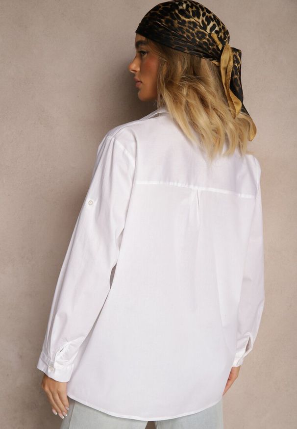 Renee - Biała Klasyczna Koszula Oversize z Bawełny Liasora. Okazja: na co dzień. Kolor: biały. Materiał: bawełna. Styl: klasyczny