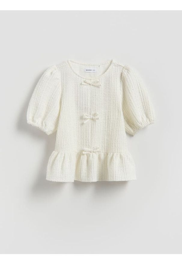 Reserved - Bluzka z baskinką - złamana biel. Materiał: dzianina
