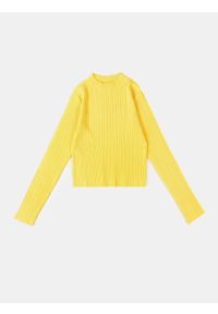 Sinsay - Prążkowany golf - żółty. Typ kołnierza: golf. Kolor: żółty. Materiał: prążkowany