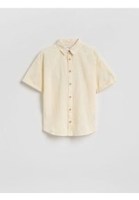 Reserved - Koszula z lnem - jasnożółty. Kolor: żółty. Materiał: len