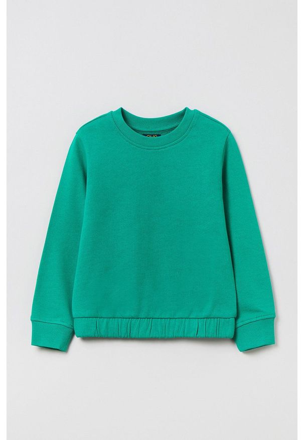 OVS bluza bawełniana dziecięca kolor turkusowy gładka. Okazja: na co dzień. Kolor: turkusowy. Materiał: bawełna. Wzór: gładki. Styl: casual