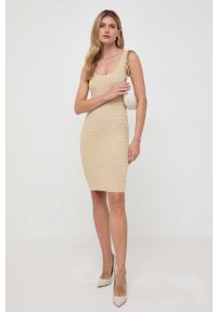 ワンピース PLAIN FW25 SLEEVLESS MINI DRESS (465114179 0019) Złota sukienka Michael Kors na ramiączkach, mini, dopasowana