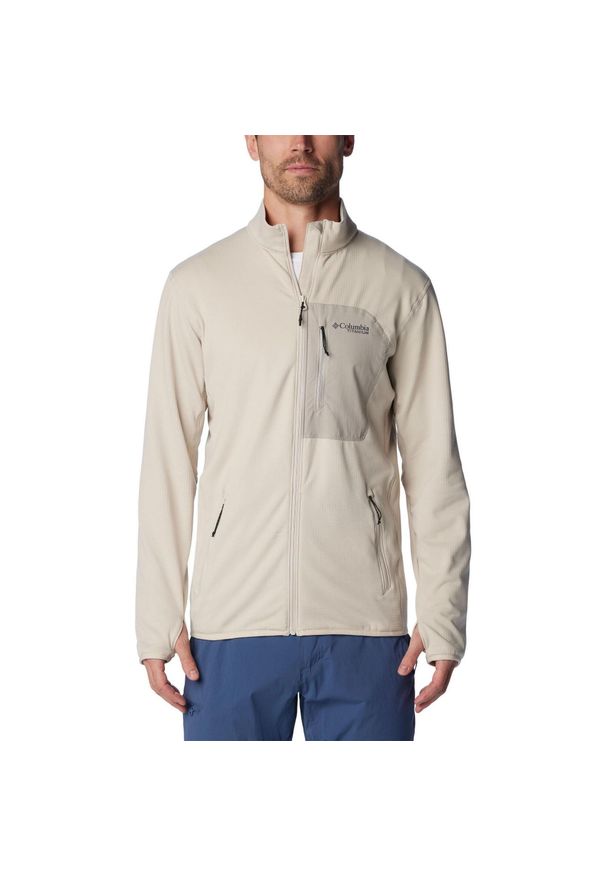 columbia - Polarowy sweter męski Columbia Triple Canyon Grid Fleece Full Zip. Kolor: beżowy. Materiał: poliester, elastan