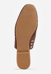 Born2be - Brązowe Klapki Mule z Ażurową Cholewką Szydełkową Civeza. Okazja: na co dzień. Kolor: brązowy. Materiał: jeans, len. Wzór: ażurowy. Sezon: lato. Styl: casual #2