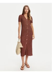 TwinSet - TWINSET Sukienka dzianinowa 251TT3190 Brązowy Slim Fit. Kolor: brązowy. Materiał: wiskoza #4