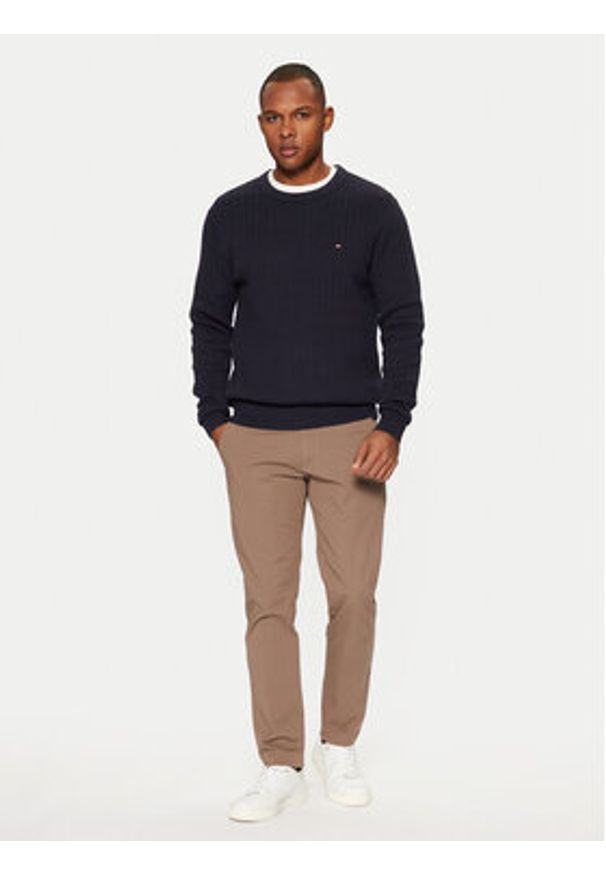TOMMY HILFIGER - Tommy Hilfiger Sweter MW0MW37400 Granatowy Slim Fit. Kolor: niebieski. Materiał: bawełna