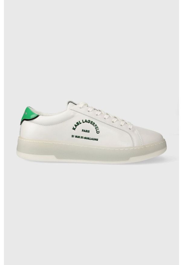 Karl Lagerfeld sneakersy skórzane KOURT III kolor biały KL51538. Nosek buta: okrągły. Kolor: biały. Materiał: skóra