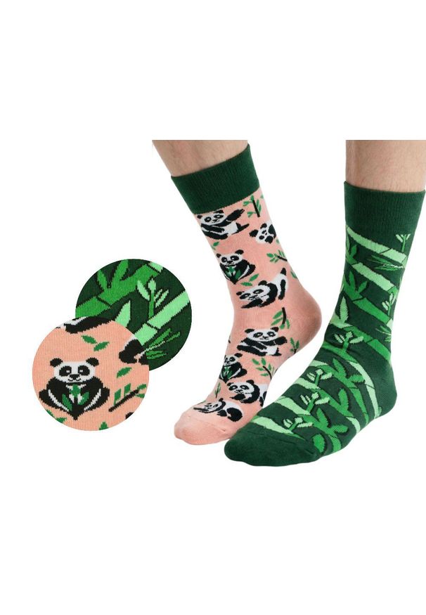 His Story - Skarpetki Bawełniane - Tematyczne - Panda i Pędy Bambusa. Kolor: wielokolorowy. Materiał: elastan, bawełna, poliamid