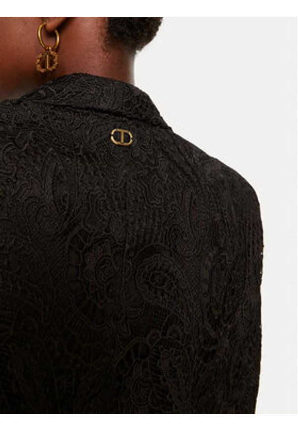 TwinSet - TWINSET Marynarka 242TP2460 Czarny Straight Fit. Kolor: czarny. Materiał: syntetyk