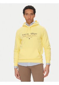 TOMMY HILFIGER - Tommy Hilfiger Bluza Center Stack MW0MW38672 Żółty Regular Fit. Kolor: żółty. Materiał: bawełna