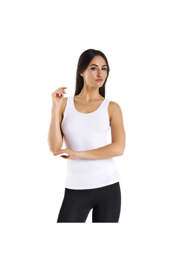 TEYLI - Koszulka bawełniana na ramiączkach Teyli Claudia. Kolor: biały. Materiał: bawełna, elastan. Długość rękawa: na ramiączkach. Sport: fitness