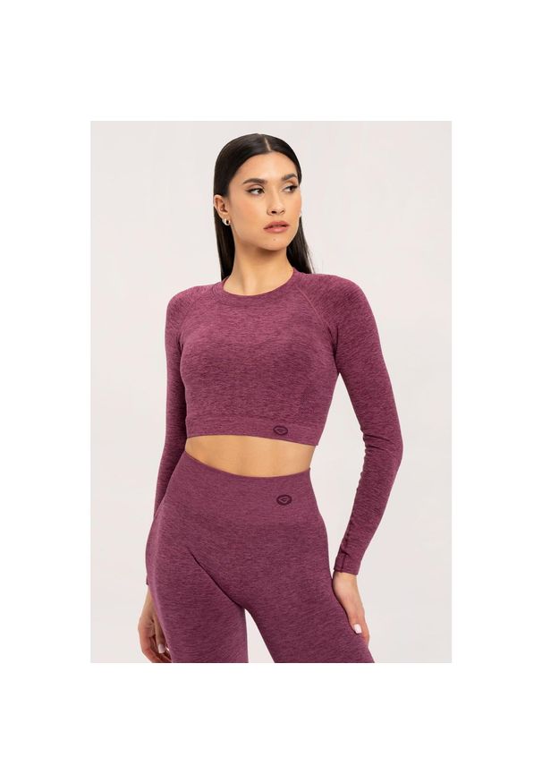 GYM GLAMOUR - Koszulka fitness damska Gym Glamour z długim rękawem seamless. Kolor: czerwony. Długość rękawa: długi rękaw. Długość: długie. Styl: glamour
