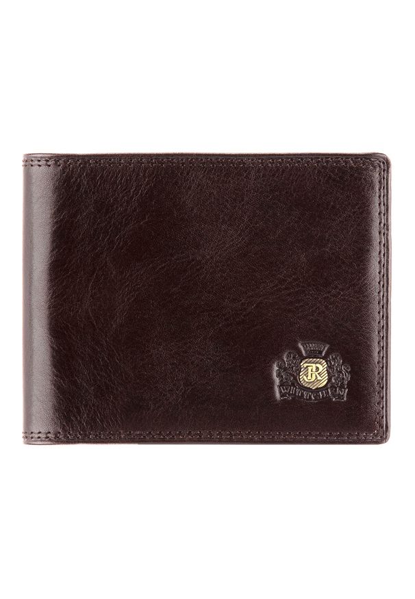 Wittchen - Męski portfel z herbem średni. Kolor: brązowy. Materiał: skóra. Wzór: aplikacja
