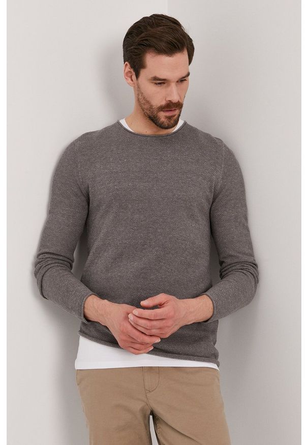 Selected - Sweter. Okazja: na co dzień. Kolor: szary. Materiał: dzianina. Styl: casual