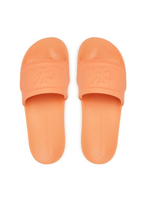 Calvin Klein Jeans Klapki Slide Pu Hf Mg YW0YW01879 Pomarańczowy. Kolor: pomarańczowy. Materiał: skóra