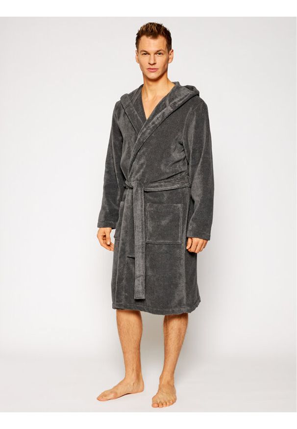 TOMMY HILFIGER - Tommy Hilfiger Szlafrok Icon Hooded Bathrobe 2S87905573 Szary. Kolor: szary. Materiał: bawełna